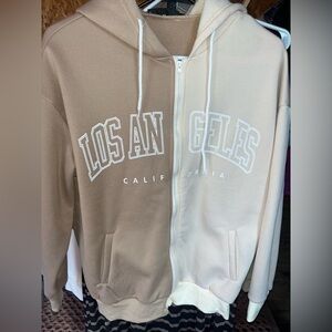 SHEIN Beige and Cream Hoodie Jacket